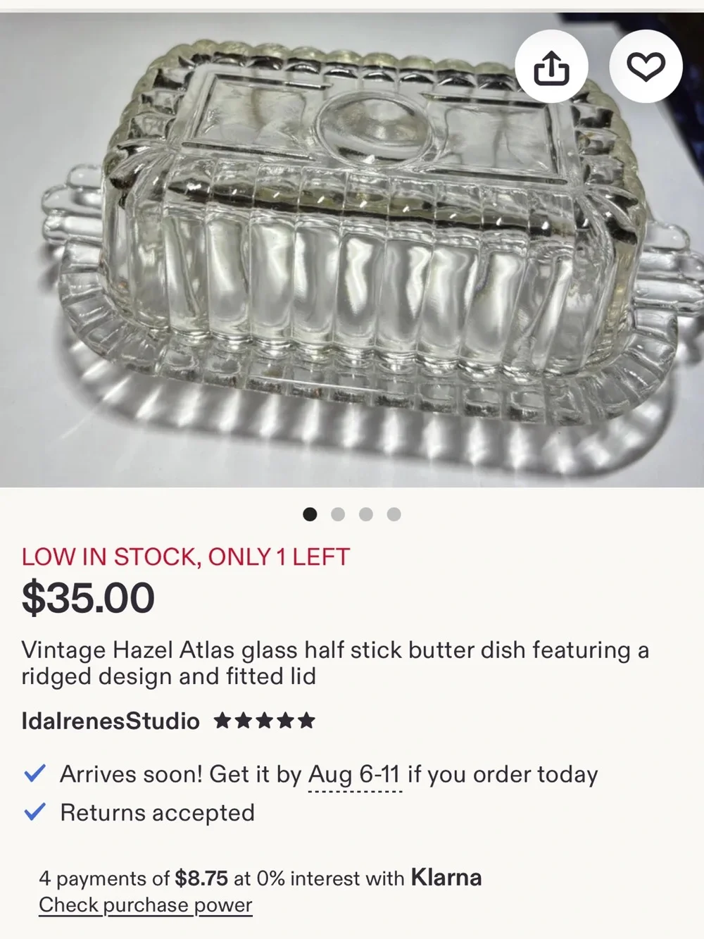 Antique Hazel - Atlas art deco covered butter  dish